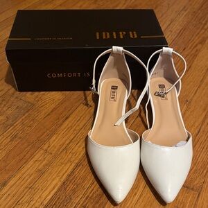 IDIFU Women's White Pointed Toe Heels